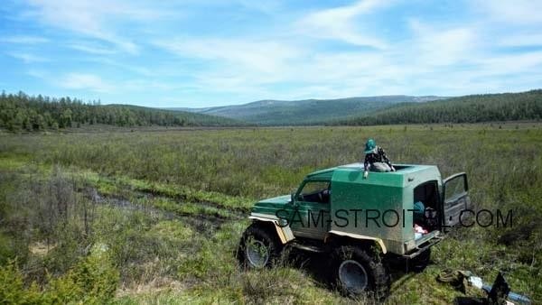 Самодельный вездеход на шинах низкого давления от Краза